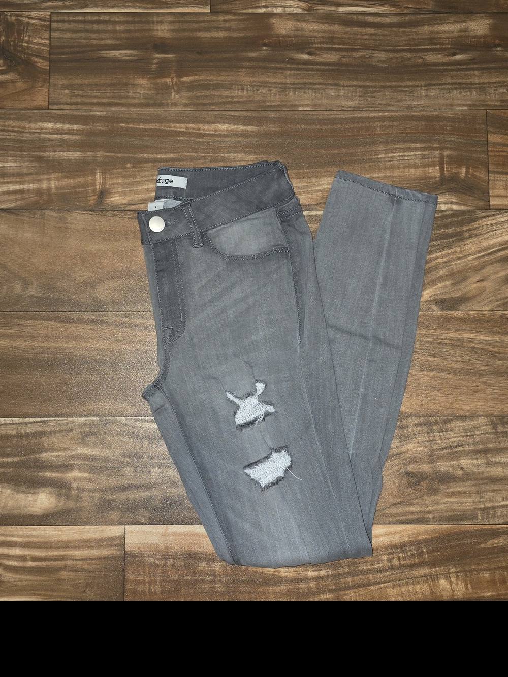refuge Gray Distressed Skinny Jeans
